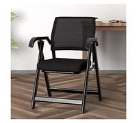 Ergonomic Mesh Office Desk Chair - Stackable Padded Fabric Seat Folding Armchair - Comfortable Upholstered Mid Back Design