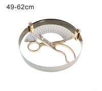 Ergonomic metal cap measuring tool with curved ruler scale for hat circumference, designed to reduce wear and provide stable, accurate sizing measurements (49-62cm)