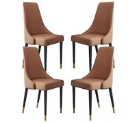 Ergonomic Microfiber Leather Dining Chair Set of 4 with Wooden Legs - Stylish Dark Brown Kitchen & Living Room Side Chairs for Comfort and Durability