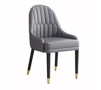 Ergonomic Microfiber Leather Dining Chair with Backrest & Armrests Wood Legs Ideal for Home Restaurant Living Room - Full Cement Grey