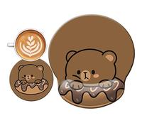 Ergonomic Mouse Pad Anime Donut Bear with Gel Wrist Rest Support, Kawaii Desk Accessories,Gaming Mousepad with Coaster Non-Slip and Pain Relief