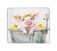 Ergonomic Mouse Pad, Pig Cute Animal Duck Funny Taking Bath in Bathtub Office Mousepad Portable Desk Pad 25X30cm for Work Studying Office