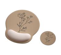 Ergonomic Mouse Pad with Wrist Rest,Mousepad with Wrist Support - Cute Gel Portable Mouse Pads for Desk Laptop,Computer,Office & Home Decor-(Beige Plants)