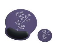 Ergonomic Mouse Pad with Wrist Rest,Mousepad with Wrist Support - Cute Gel Portable Mouse Pads for Desk Laptop,Computer,Office & Home Decor-(Grey Plants)