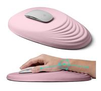 Ergonomic Mouse Pad with Wrist Rest Support,Mousepad Relief Carpal Tunnel Pain, Entire Memory Foam Mouse Pad with Non-Slip PU Base, Wireless Mouse Pad, Pink