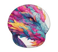 Ergonomic Mouse Pad with Wrist Support - Memory Foam Mouse Mat for Office & Gaming, Non-Slip Base Wrist Rest for Pain Relief, Comfortable Computer Pad for Laptop, Color & Dragon (226x251mm) WT#117