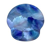 Ergonomic Mouse Pad with Wrist Support - Memory Foam Mouse Mat for Office & Gaming, Non-Slip Base Wrist Rest for Pain Relief, Comfortable Computer Pad for Laptop, Blue & Feather (226x251mm) WT#1277