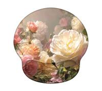 Ergonomic Mouse Pad with Wrist Support - Memory Foam Mouse Mat for Office & Gaming, Non-Slip Base Wrist Rest for Pain Relief, Comfortable Computer Pad for Laptop, Pink & Roses (226x251mm) WT#2419