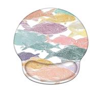 Ergonomic Mouse Pad with Wrist Support - Memory Foam Mouse Mat for Office & Gaming, Non-Slip Base Wrist Rest for Pain Relief, Comfortable Computer Pad for Laptop, Color & Fish (226x251mm) WT#1305