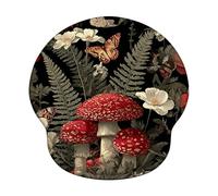 Ergonomic Mouse Pad with Wrist Support - Memory Foam Mouse Mat for Office & Gaming, Non-Slip Base Wrist Rest for Pain Relief, Comfortable Computer Pad for Laptop, Red & Mushroom (226x251mm) WT#385