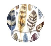Ergonomic Mouse Pad with Wrist Support - Memory Foam Mouse Mat for Office & Gaming, Non-Slip Wrist Rest for Pain Relief, Comfortable Computer Pad for Laptop, Colorful & Feather (226x251mm) WT#1535