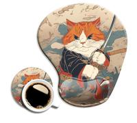 Ergonomic Mouse Pad with Wrist Support,Mouse Pad with Wrist Rest and Coaster Set,Office Supplies Non-Slip Mouse Pads for Desk, Non-Slip Comfortable,Cute Cat
