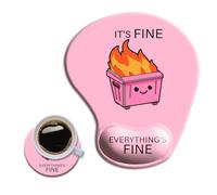 Ergonomic Mouse Pad with Wrist Support,Mouse Pad with Wrist Rest and Coaster Set,Office Supplies Non-Slip Mouse Pads for Desk, Non-Slip Comfortable,Pink