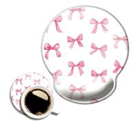 Ergonomic Mouse Pad with Wrist Support,Mouse Pad with Wrist Rest,Relieve Wrist Pain Mousepad Non-Slip Rubber Base,Mouse Pads for Desk,Computers,Laptop,Office,Home,Accessories Pink Bow