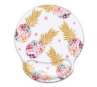 Ergonomic Mouse Pad with Wrist Support, WAVEYU Non-Slip Rubber Base Mousepad for Desk Laptop Gaming Working Computers Laptop Easy Typing & Pain Relief, Pink Pineapple