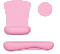 Ergonomic Mouse Pad Wrist Support & Keyboard Set Memory Foam Non-Slip Rubber Base Cute Mouse Mat Coaster Home,Computer,Office for Pain Relief and Easy Typing - Pink