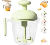 Ergonomic Multi-Blade Manual Egg Mixer, Press The Egg Beater Cup, Hand Push Rotary Whisk Blender Cup, Semi-Automatic Rotating Egg Whisk for Baking, Frothing Milk, Blending, Mixing (Green)