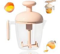 Ergonomic Multi-Blade Manual Egg Mixer, Press The Egg Beater Cup, Mixing Cup - Egg Whisk For Kitchen Tool, Kitchen Gadget For Baking Cooking Whisking,Pink