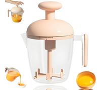 Ergonomic Multi-Blade Manual Egg Mixer, Press The Egg Beater Cup, Mixing Cup - Egg Whisk for Kitchen Tool, Kitchen Gadget for Baking Cooking Whisking (Apricot)