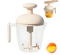 Ergonomic Multi-Blade Manual Egg Mixer, Press The Egg Beater Cup, Multi-Function Whisk Blender, Mixing Cup - Eggs Whisk for Kitchen Tool, for Beating Eggs, Frothing Milk, Blending (White)