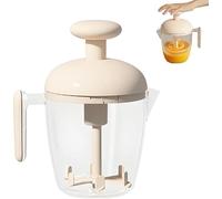 Ergonomic Multi-Blade Manual Egg Mixer, Rotating Semi-Automatic Eggbeater, Press The Egg Beater Cup, For Beating Eggs, Frothing Milk, Blending, Mixing,Beige