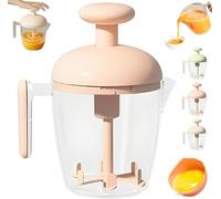 Ergonomic Multi-Blade Manual Egg Mixer, Semi-Automatic Rotating Egg Whisk For Baking,Press The Egg Beater Cup,Multi-Function Whisk Blender, Pink*