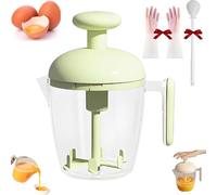 Ergonomic Multi-Blade Manual Egg Mixer, Upgraded Press the Egg Beater Cup, Press The Eggs Beater Cup, Multi-function Rotary Whisk Blender, Built-In Filter for Whisking, Beating & Stirring (Green)