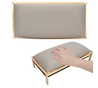 Ergonomic Nail Art Hand Pillow with Arc Design and PU Leather for Salon and Home Manicure - and Breathable with Stainless Steel Metal Frame, Marble Finish (Gray)