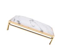 Ergonomic Nail Art Hand Pillow with Arc Design and PU Leather for Salon and Home Manicure - and Breathable with Stainless Steel Metal Frame, Marble Finish (Marble Pattern)