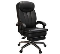 Ergonomic Office Chair - Genuine Leather Executive with Retractable Footrest, Adjustable 170° Recline & S-Shaped Backrest