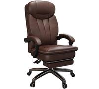 Ergonomic Office Chair - Genuine Leather Executive with Retractable Footrest, Adjustable 170° Recline & S-Shaped Backrest
