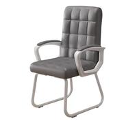 Ergonomic Office Chair PU Leather No Wheels Sleek Sled Base for Reception and Meeting Rooms Modern Design Color: Gray Comfortable Workplace Seating
