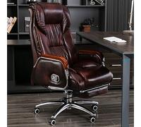 Ergonomic Office Chair - Reclining Leather High Back with Adjustable Lumbar Support - Comfortable Executive Computer Desk Chair
