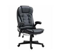 Ergonomic Office Chair with 6-Point Massage Heated Seat PU Leather Adjustable Height & 360 Swivel Black for Work & Study
