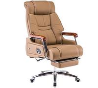Ergonomic Office Chair with Footrest, Leather Desk Chair, 150° Reclining, Swivel Function, Thick Cushion, Aluminum Base for Home or Gaming Use