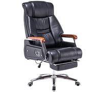 Ergonomic Office Chair with Footrest, Leather Desk Chair, 150° Reclining, Swivel Function, Thick Cushion, Aluminum Base for Home or Gaming Use