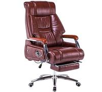 Ergonomic Office Chair with Footrest, Leather Desk Chair, 150° Reclining, Swivel Function, Thick Cushion, Aluminum Base for Home or Gaming Use