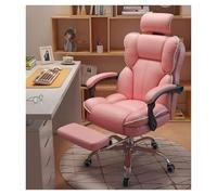 Ergonomic Office Chair with Lumbar Support Adjustable Backrest Swivel Design High Back Computer Chair with Footrest Leather Upholstery (Black Pink)