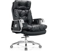 Ergonomic Office Chair with Reclining Back, Leg Rest, Adjustable Lumbar Support, Leather for Meeting and Workspace