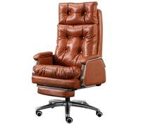 Ergonomic Office Chair with Retractable Footrest, Adjustable Height & 90°-155° Reclining, PU Leather Task Chair for Home and Office Use