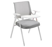 Ergonomic Office Chair with Tablet Arm, Mid Back Mesh Computer Desk Chair, Folding Writing Board for Meeting Conference Room