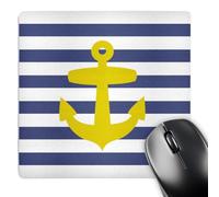 Ergonomic Office Mousepad Retro Golden Yellow Anchor Navy Blue Sailor Stripe 25X30Cm, Mouse Pad Multifunctional Keyboard Pad For Pc Home Office