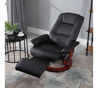 HOMCOM Ergonomic Office Recliner Sofa Chair PU Leather Armchair Lounger Black, Black