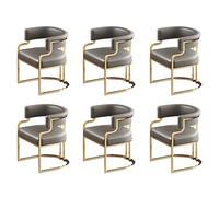 Ergonomic Orange Faux Leather Dining Chair Set - Modern Kitchen Armchairs with Brass Legs, Comfortable Indoor Seating for Home Decor (6 Pieces, Grey)