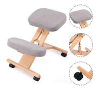Ergonomic Orthopaedic Kneeling Chair Adjustable Height Wooden Frame Cushioned Knee and Seat Posture Support Four-Wheel Mobility