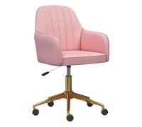 Ergonomic Pink Executive Office Chair - Adjustable Height Faux Leather Desk Stool 360° Swivel Comfortable Curved Seat for Home Office Work & Study