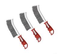 Ergonomic Plastic Handle Wire Brush Set for BBQ Cleaning(3pcs) | Hard stainless steel bristles, removes tough rust, for ideal for welding , for durable construction, long-lasting use