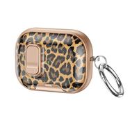 Ergonomic Protective Case for Pro3 / 4, Rose gold leopard pr | Including Detachable Stand for Pro3 / 4 Earbud Case Impacts Resistant Shell Protectors, Carabiner
