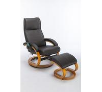 Ergonomic PU-Padded Recliner Chair with Ottoman Footrest 5-Point Recline Swivel Beech Wood Base Foam-Filled Comfort for Living Room & Bedroom (Brown)
