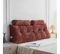 Ergonomic Reading Pillow with Neck Roll 140 cm Long Brown Back Support Cushion for Bed & Sofa Washable Cover Side Pockets for Storage Comfort for Relaxation